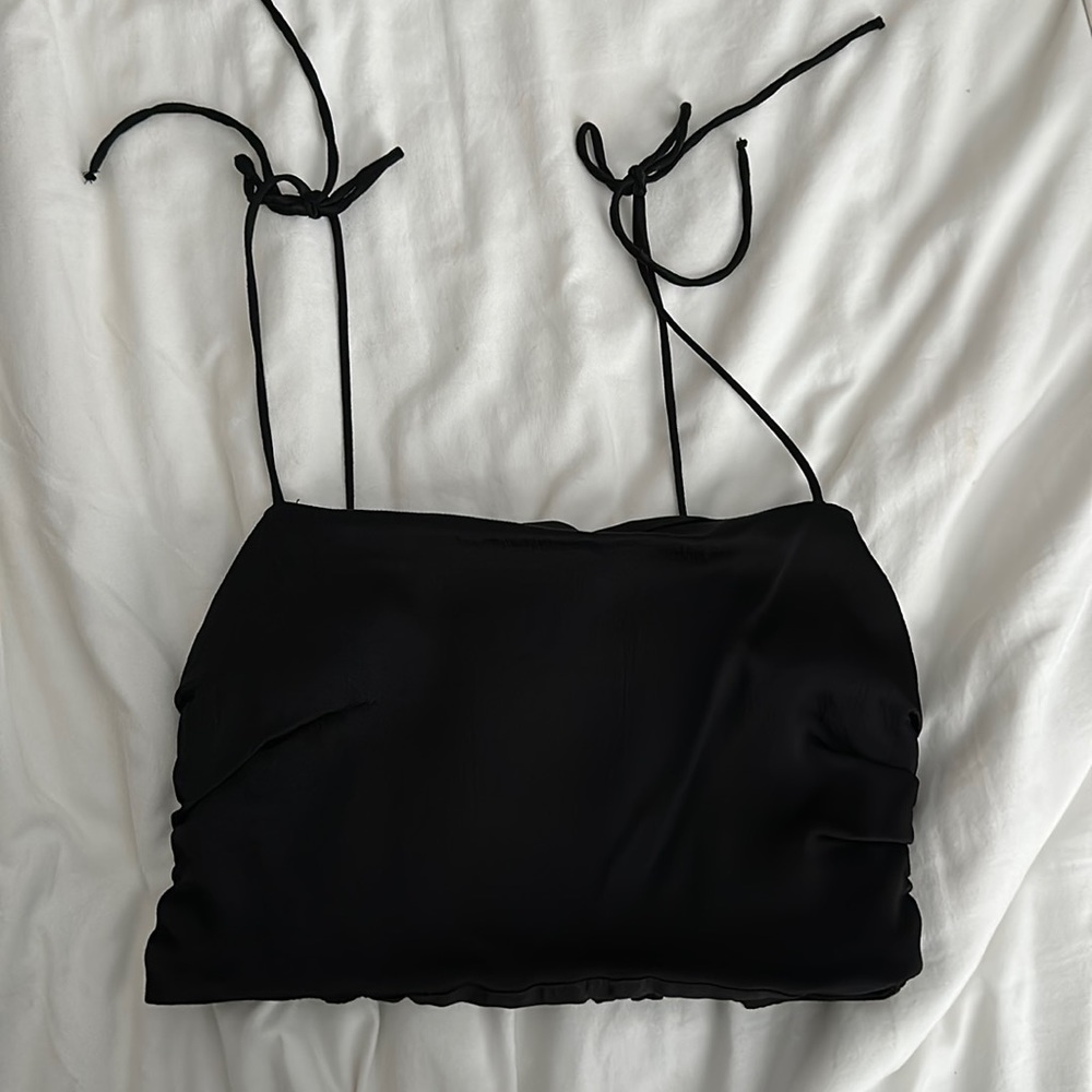 ZARA Spaghetti Strap Crop Top in Black